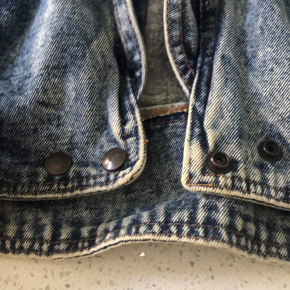 Vintage 80s/90s stone washed denim and leather snake print fringe jacket size S - Picture 17 of 17